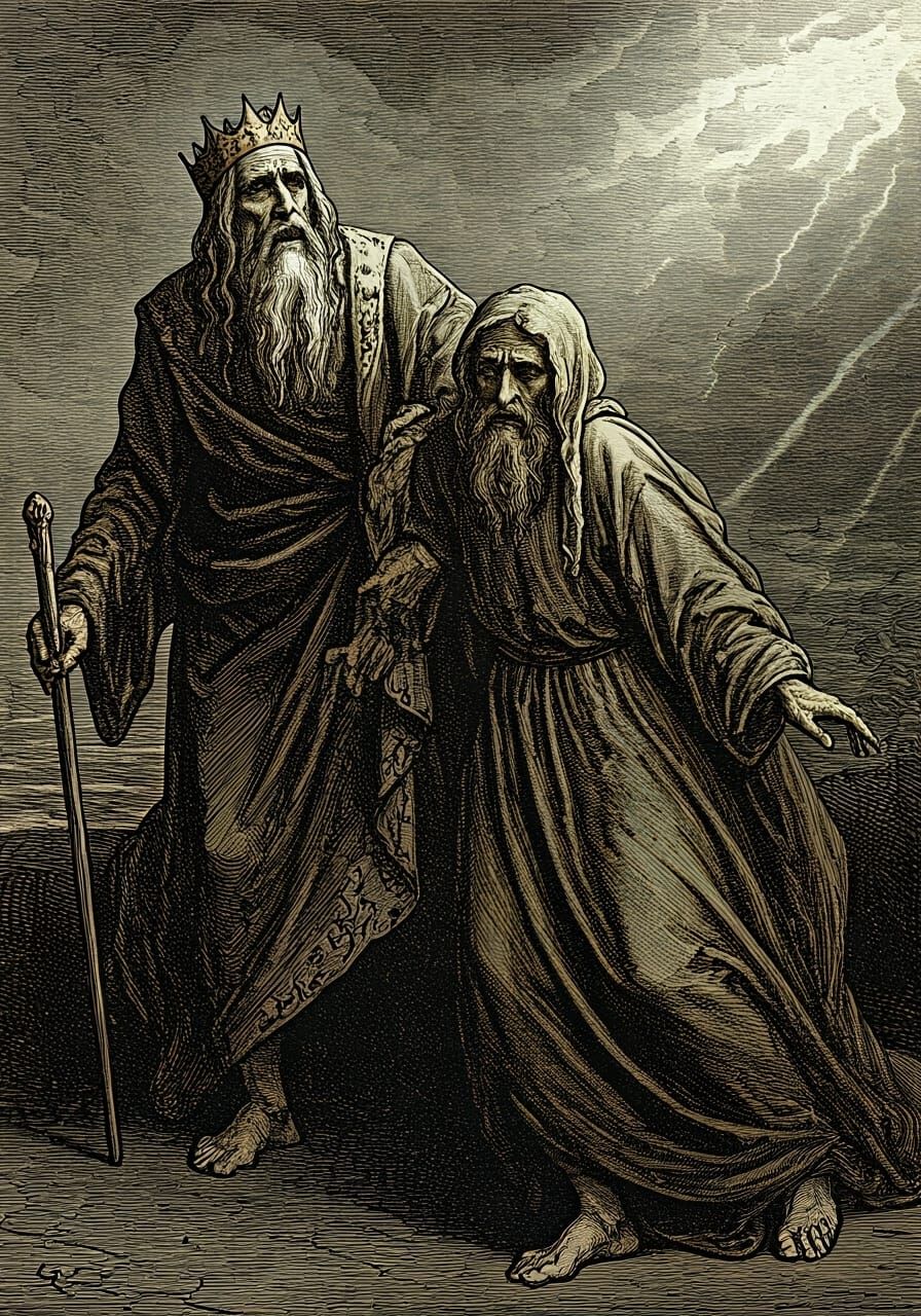 Gustave Doré wood engraving of King Lear
