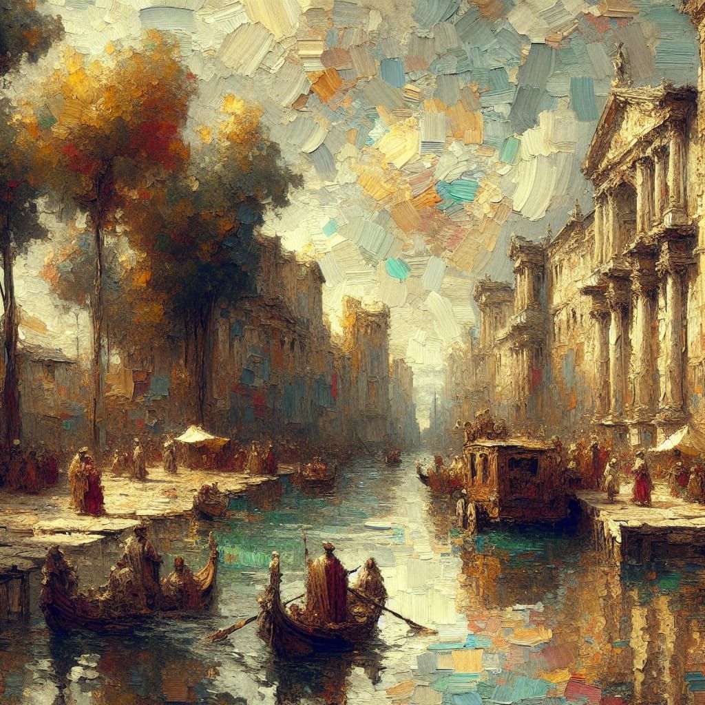 Venice oil painting, thick brush strokes. 
