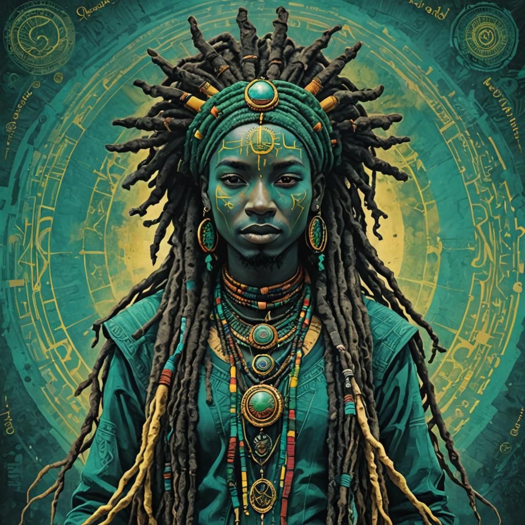 god of sentience and emotion teal dreadlock Rasta Queen