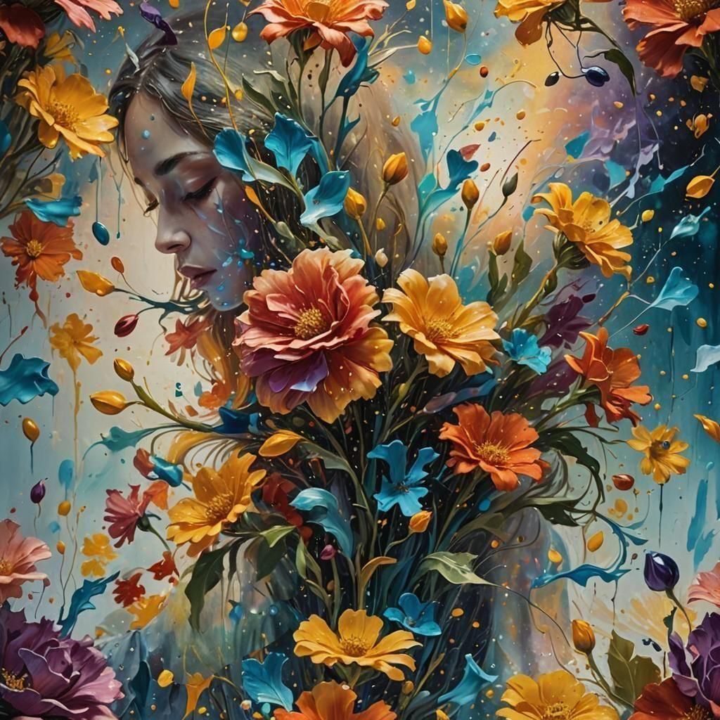 flowers made of paint