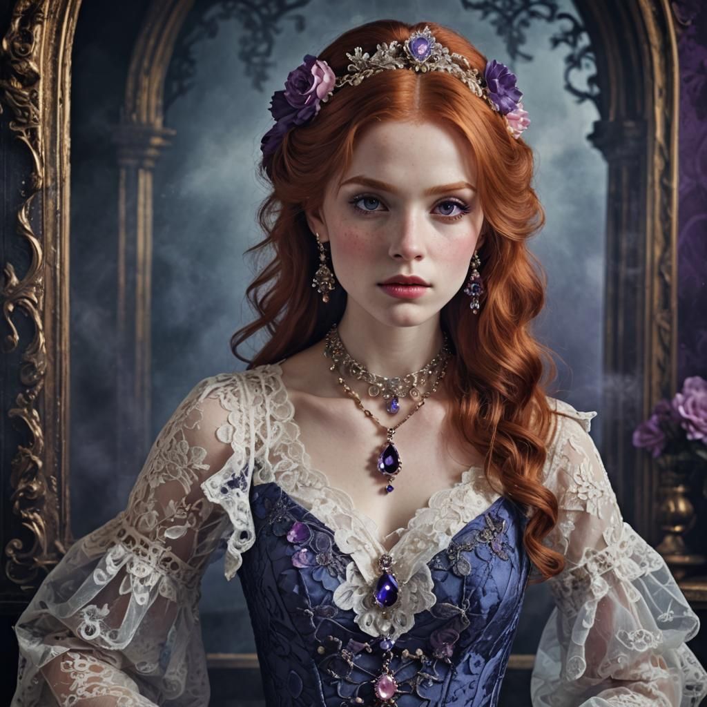 Beautiful redhead, perfect delicate face and perfect figure,...