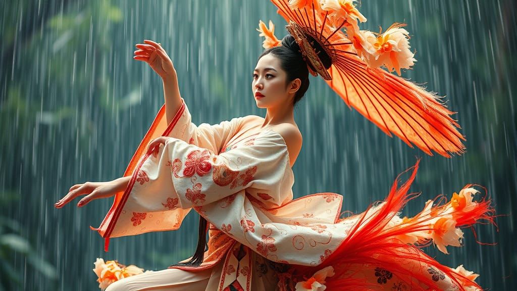 Calico Cat Butoh Dancer in 80s Manga Pop Art