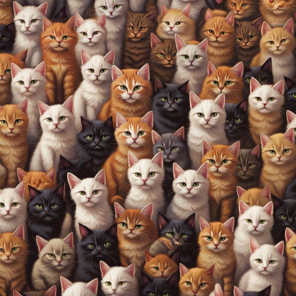 a tight small repeating pattern of gunslinger kittens