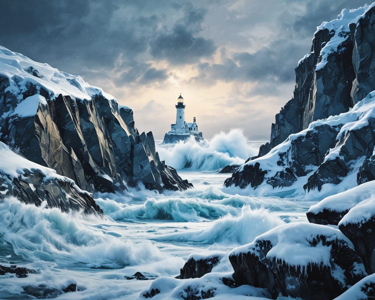 Lighthouse. Abstract scene.