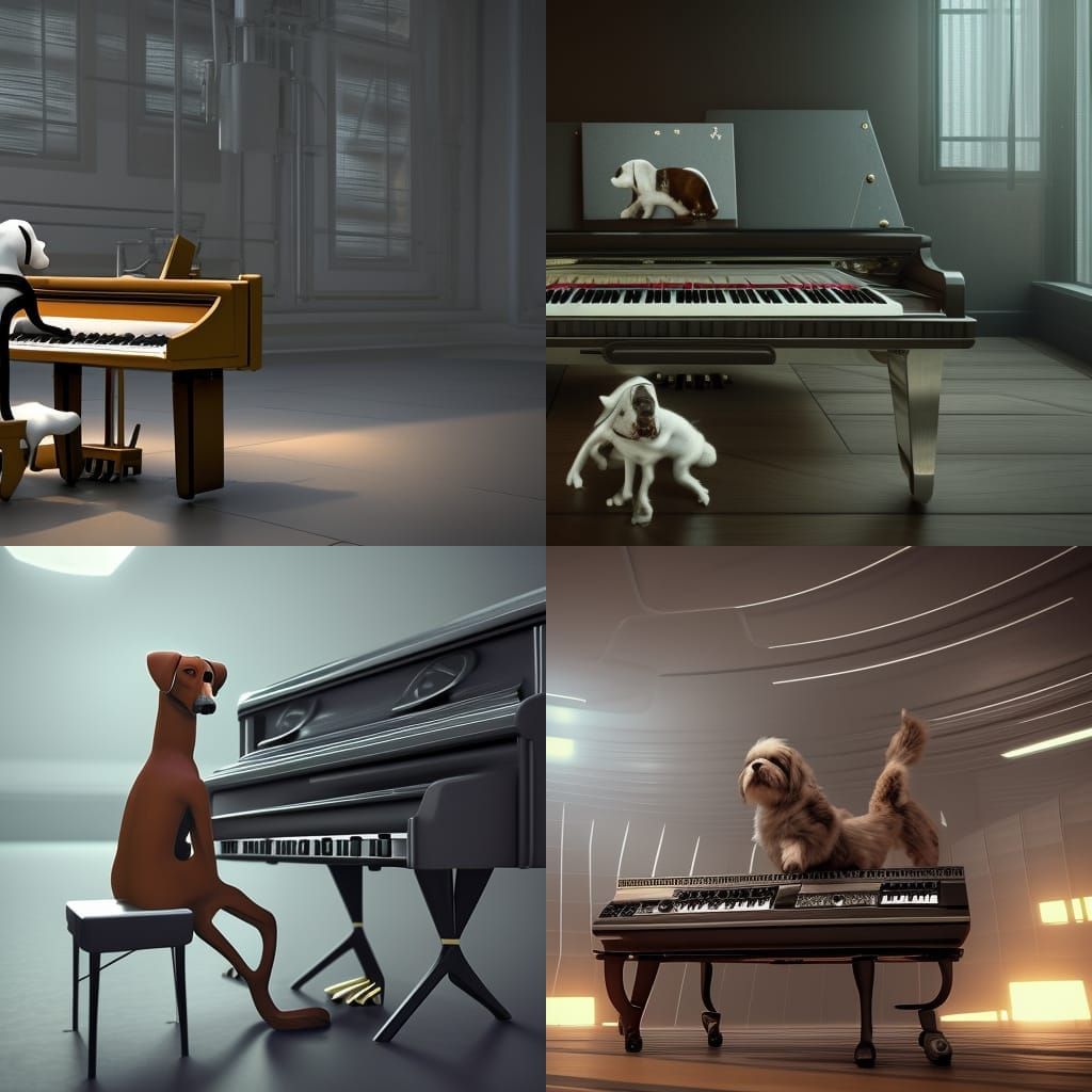 Dog playing the piano