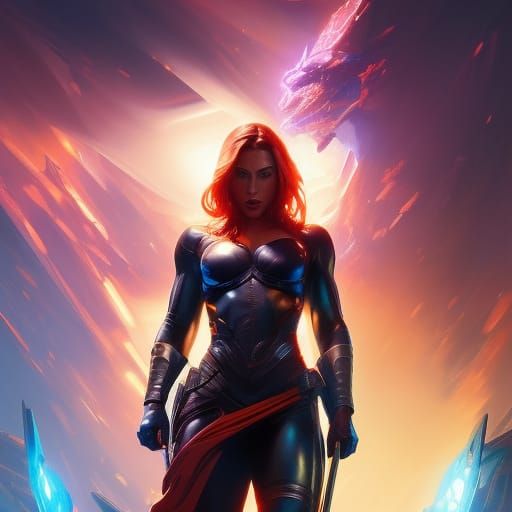 beautiful super hero girl,
muscular,
voluptuous, 
spandex, o...