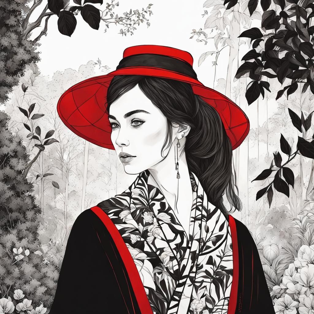 Selective color art - female portrait - AI Generated Artwork ...