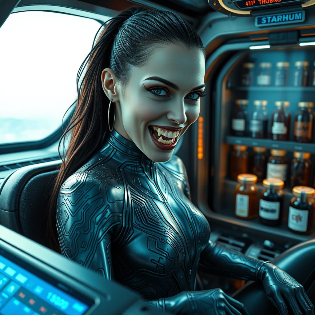female vampire in cosmic ship  by @gladiator