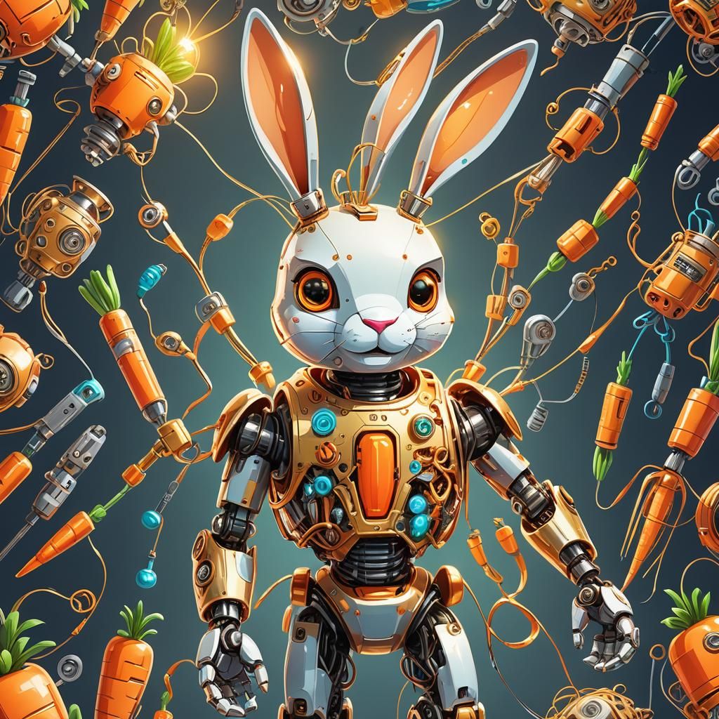 Rabbit robot and carrots