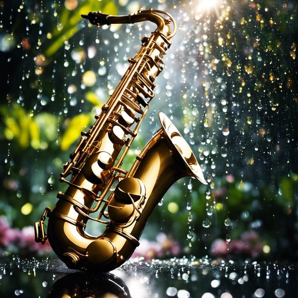 Saxophone in the Rain AI Generated Artwork NightCafe Creator