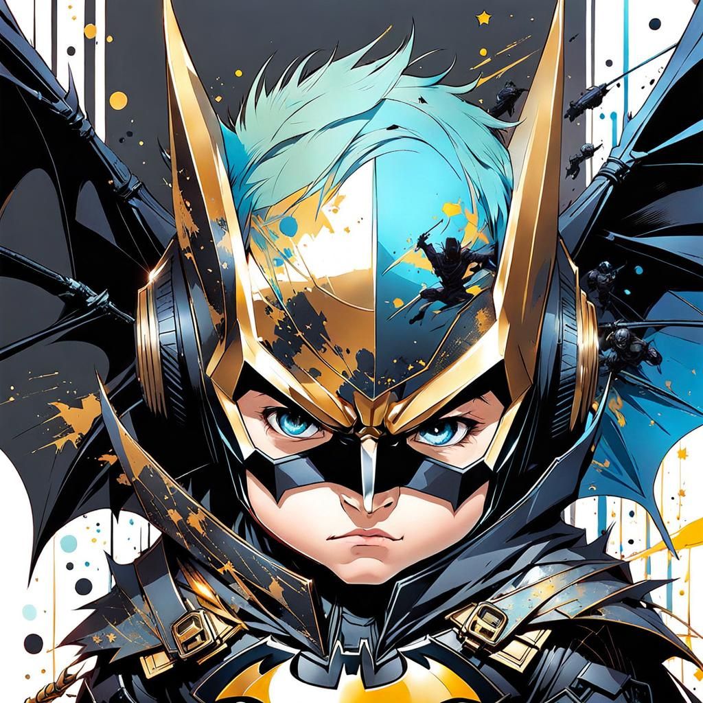 Cute Baby Batman: Anime Portrait Splash Art