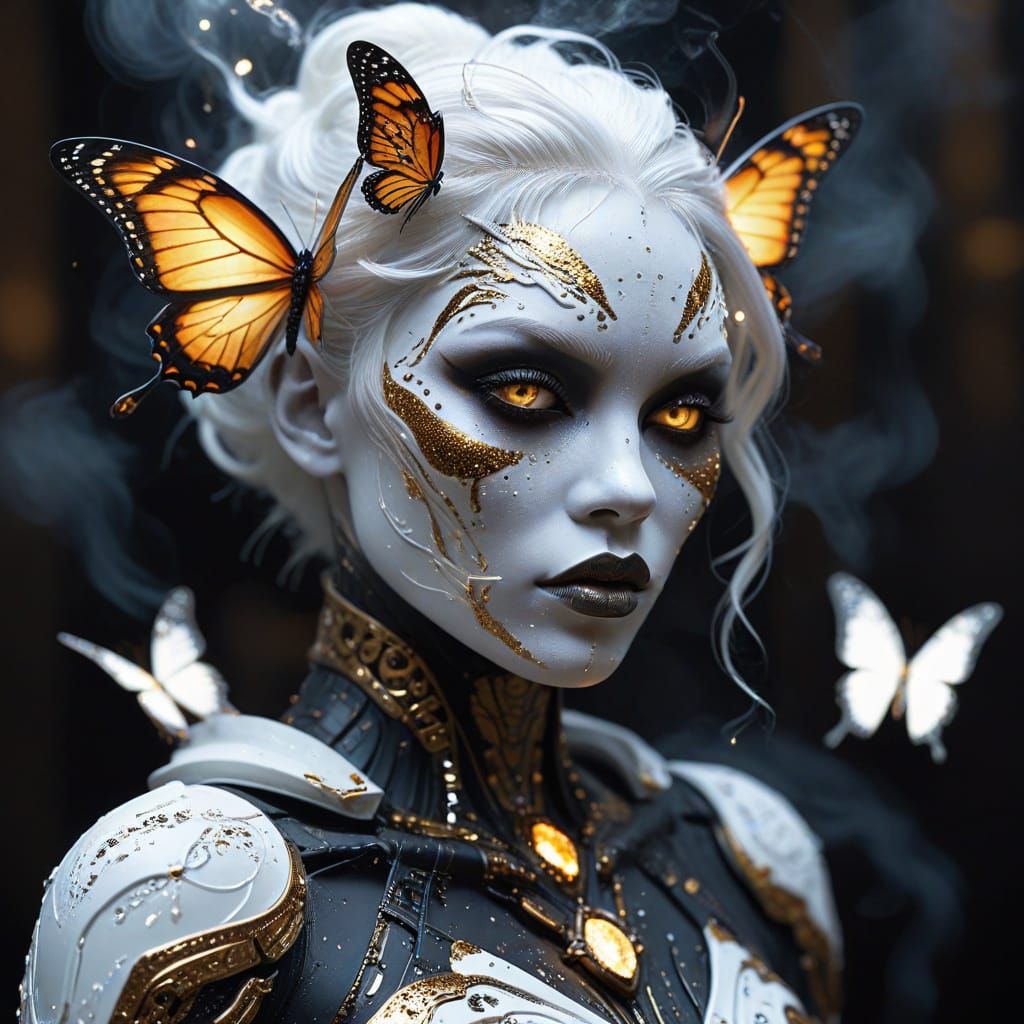 Albino Face of Smoke & Lightning with Geisha Cyborg