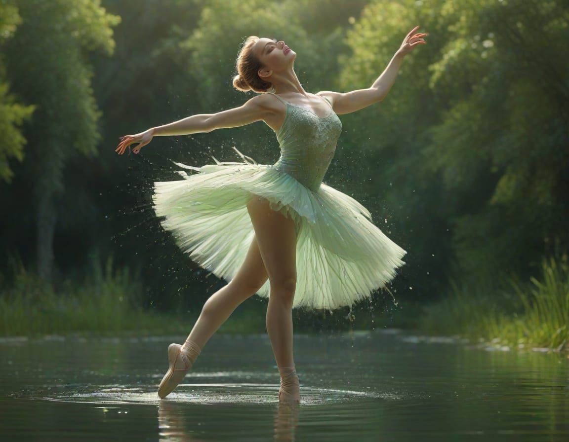 Ballerina of Light Dances on Still Pond