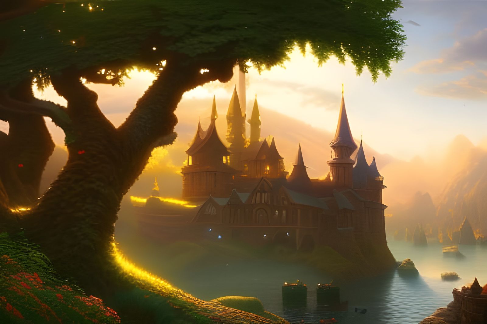 Medieval castle by the lake  by @Lucy