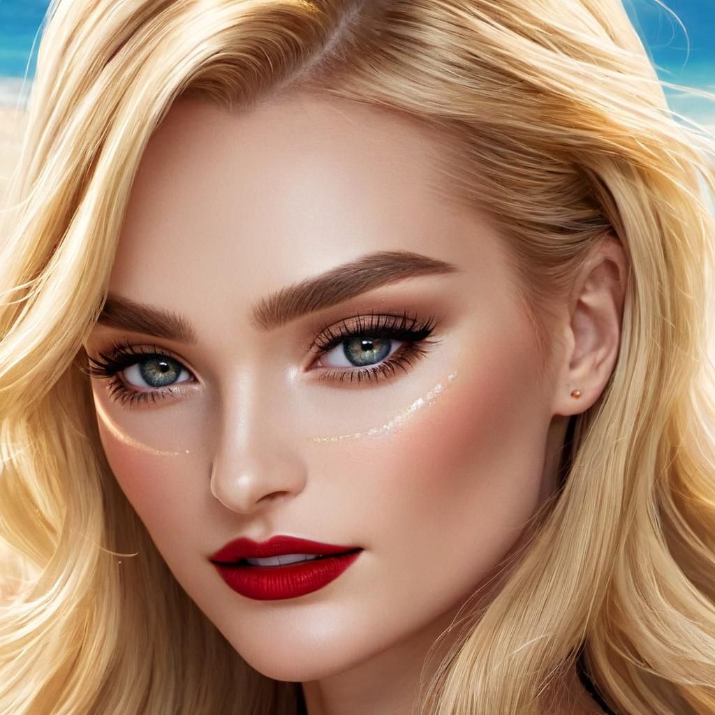 Blonde Bombshell Portrait on Sunny Beach