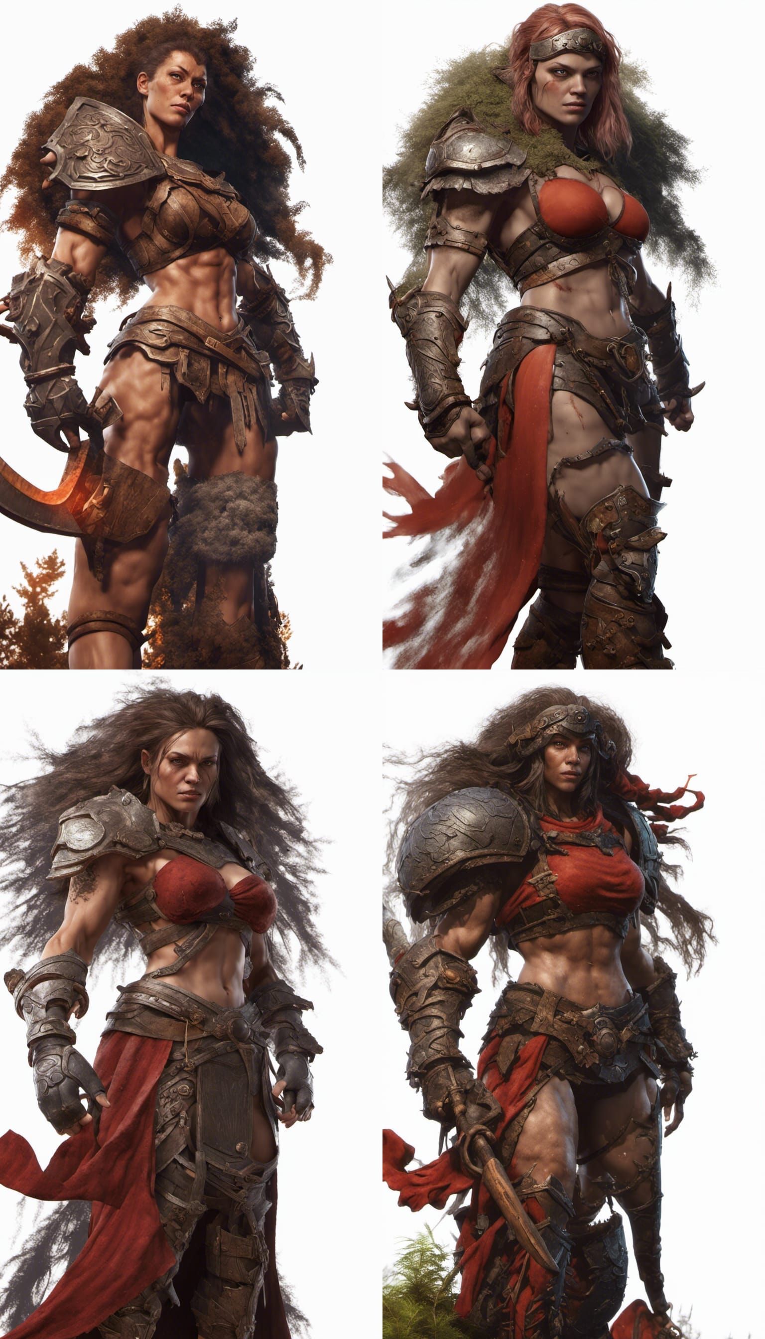 very muscular, tall female giant warrior in a forest. 3D Game Cinematic  Feel, Epic 3D Videogame Graphics, Intricately Detailed, 8K Resolutio... -  AI Generated Artwork - NightCafe Creator