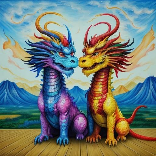 Chinese Dragons and Fireworks as Expressionist Painting