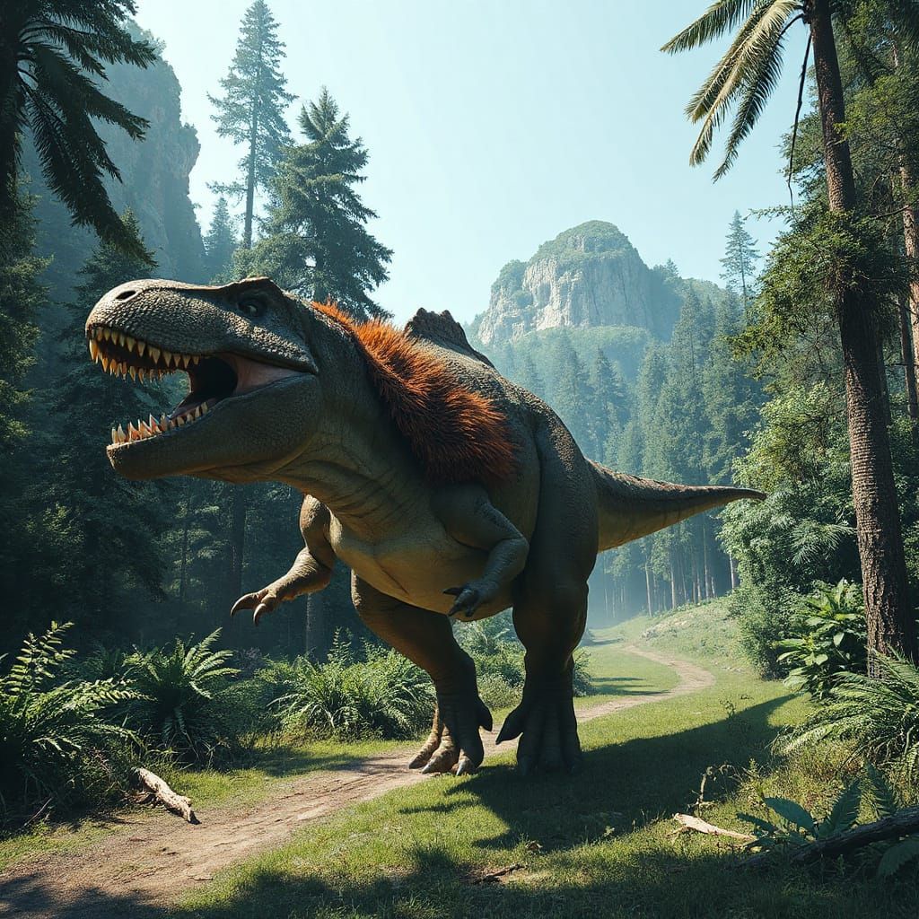 Tyrannosaurus Rex in Prehistoric Forest, Scaly Skin Detail