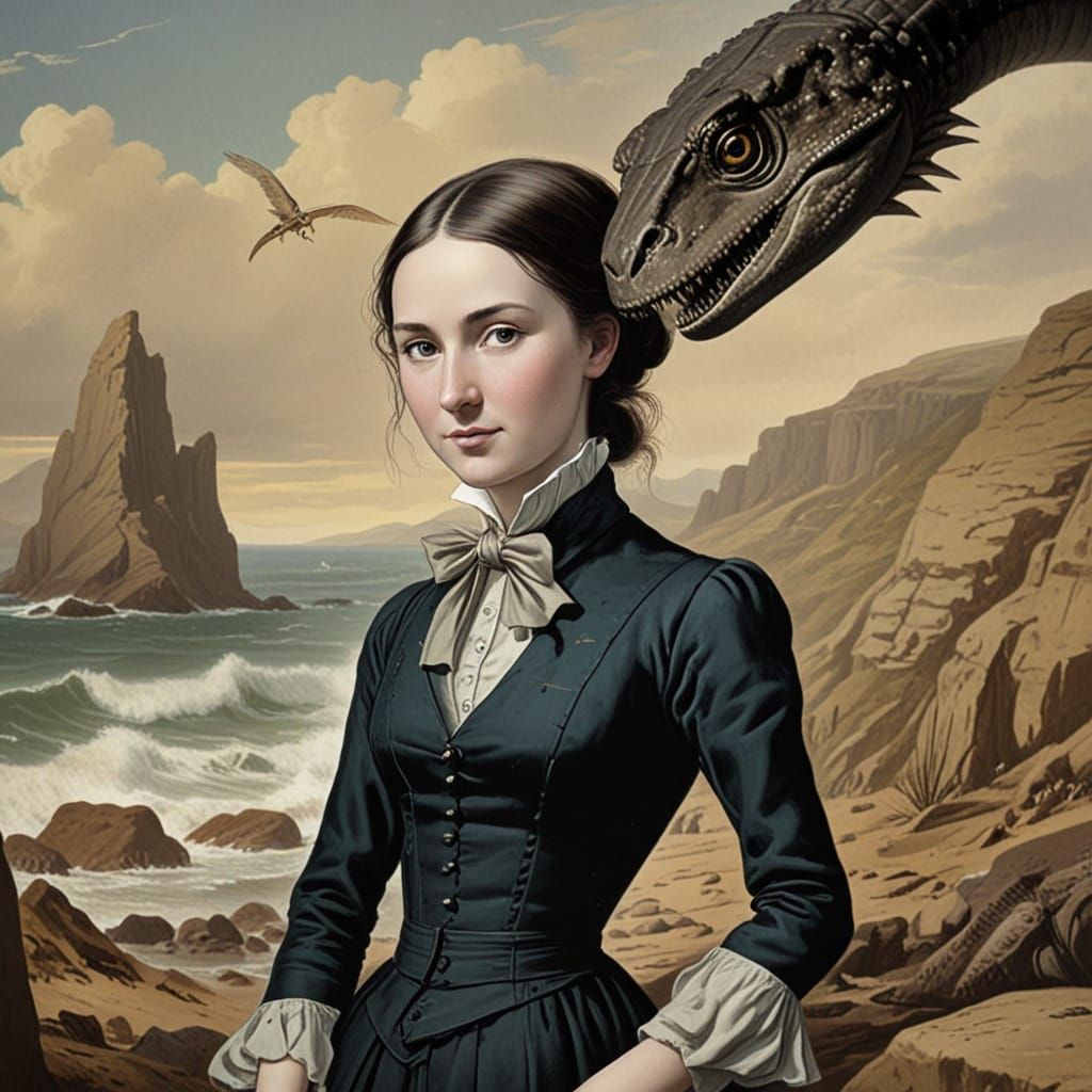 Mary Anning and Her Ichthyosaur on the Jurassic Coast  by @3moons