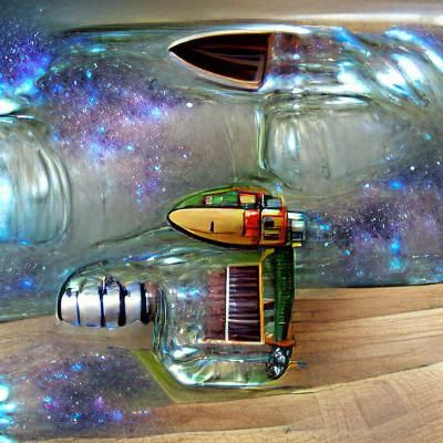 Spaceship in a glass bottle