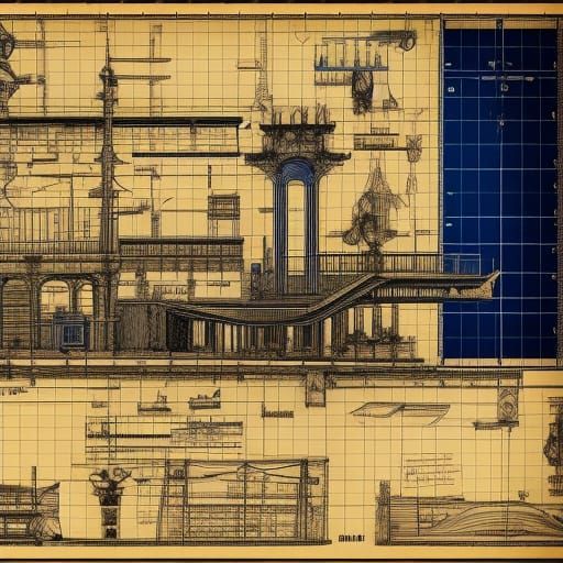 Blueprints to a Rube Goldberg Device intended to overthrow the monarchy