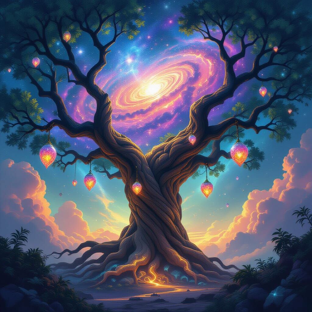 Cosmic Tree of Life in Detailed Fantasy Concept Art
