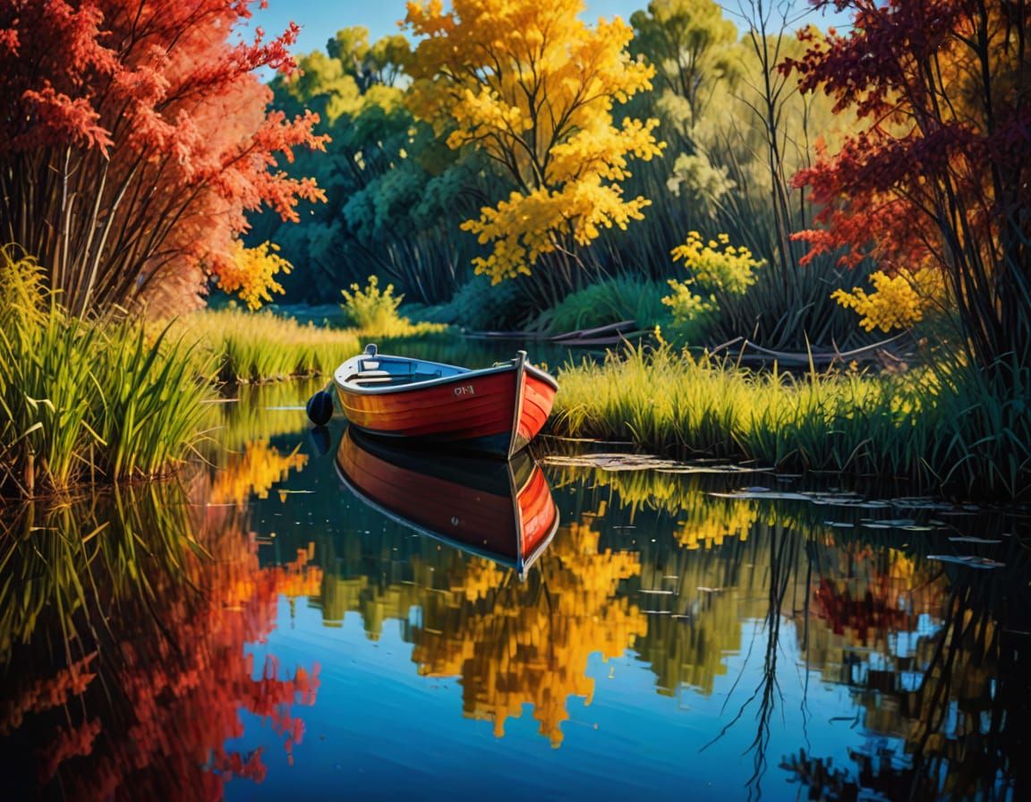 A weathered red boat