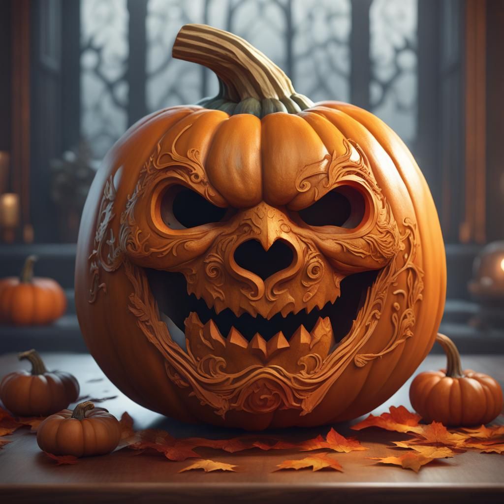 carved pumpkin all alone