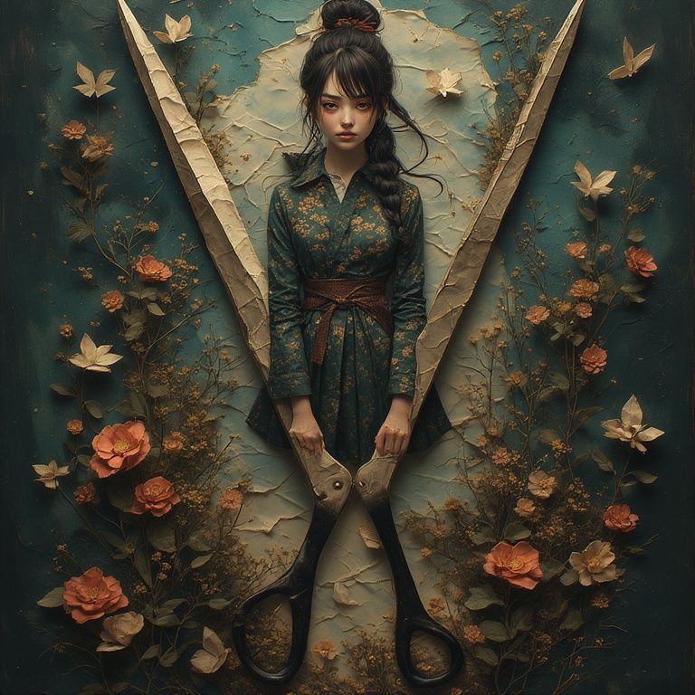 Papercut with scissors