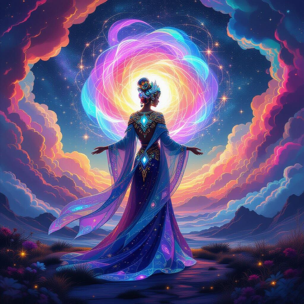 Radiant Cosmic Entity in Visionary Art Style