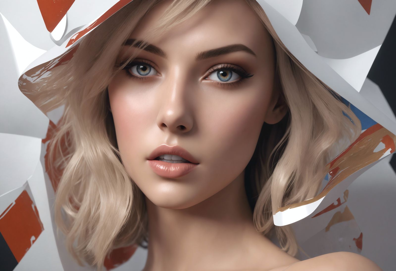 High-Fashion Model, Abstract-Expressionism, ultra-realistic,...