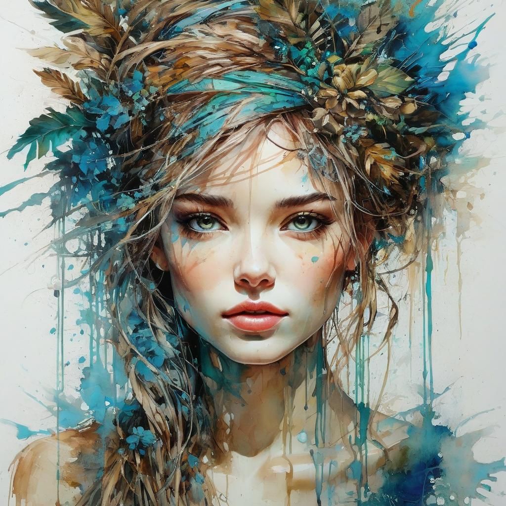 Beautiful Woman in Carne Griffiths Style