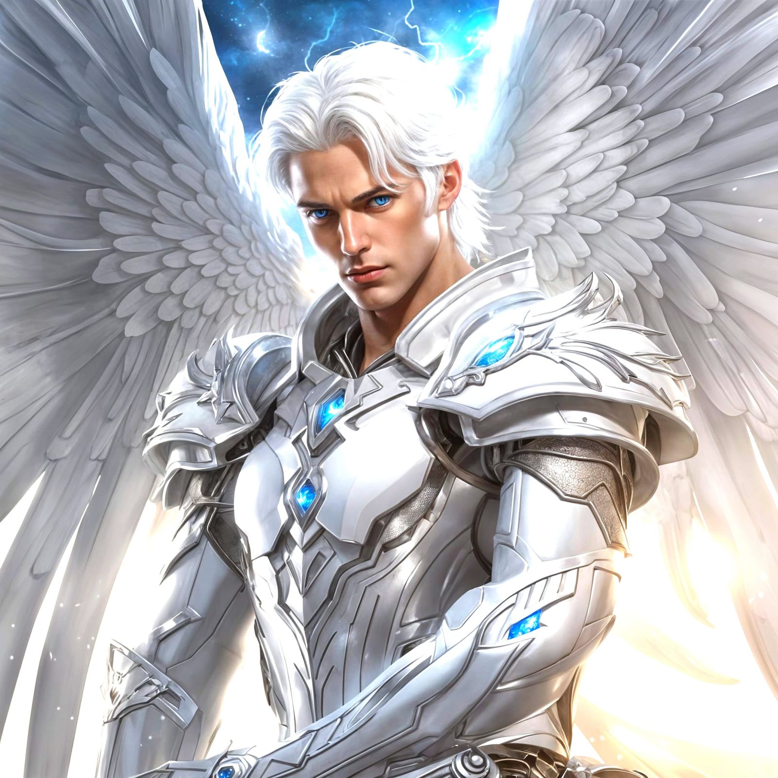 High Fantasy Angel in Metallic Armor