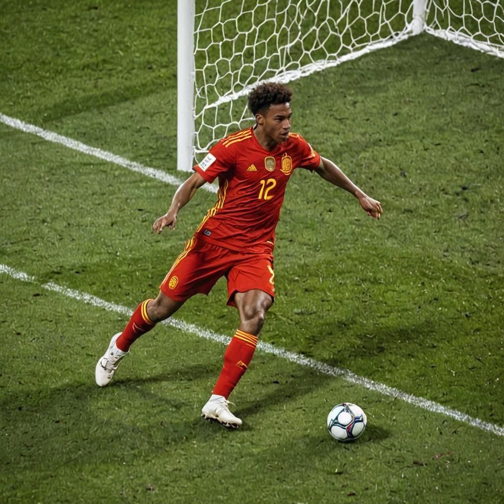 Nico Williams scoring the first goal for Spain at the 47th m...