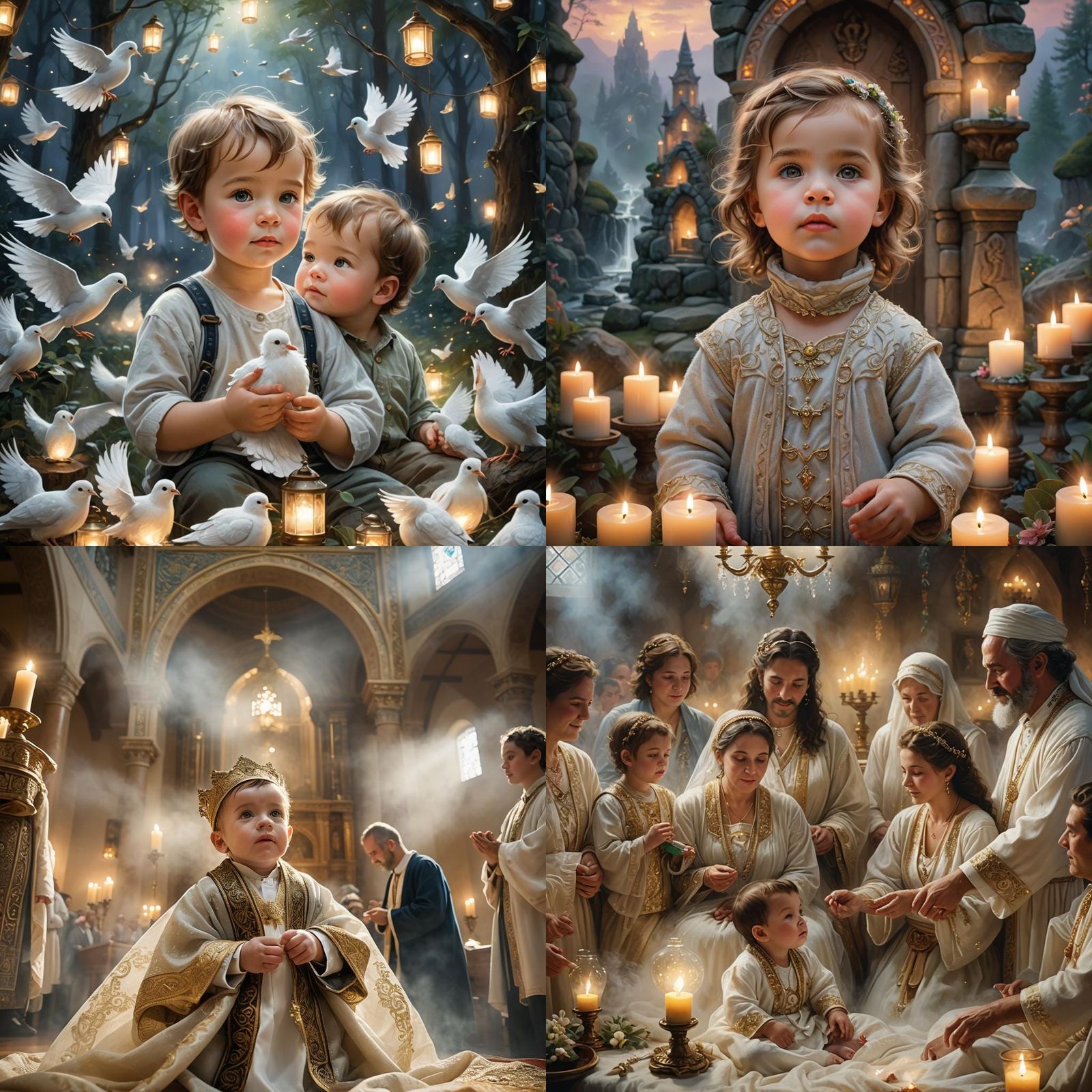 Ethereal Baby at Brit Milah in Kinkade Style
