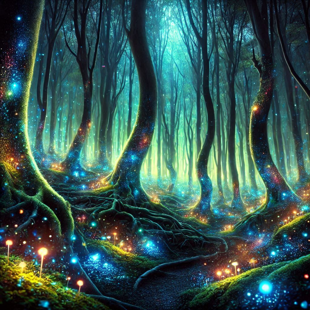 Enchanted glowing forest