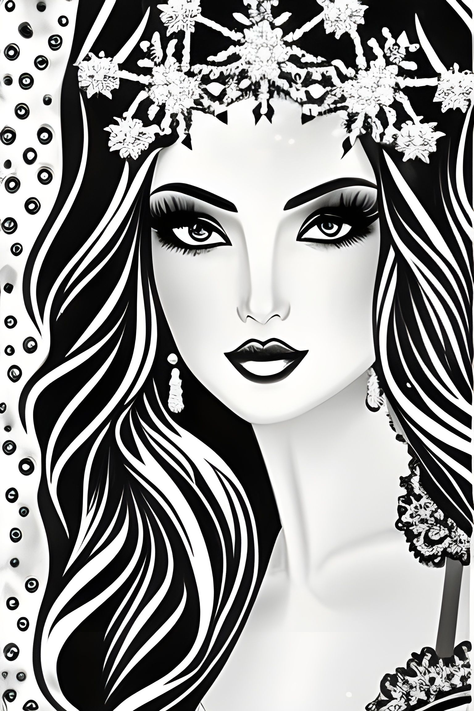 Coloring Page of Snow Queen  by @Polaris