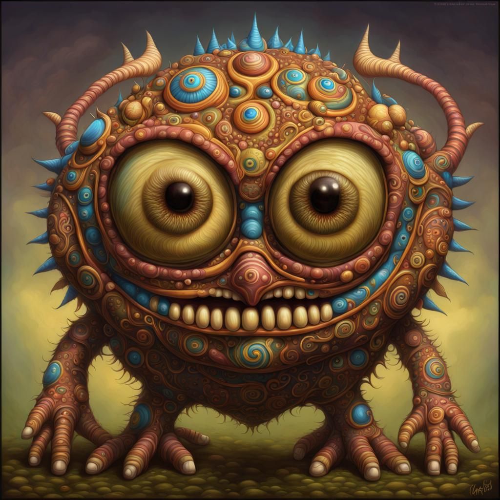 An highly detailed and strange rendering of a hypersurreallist creature ...