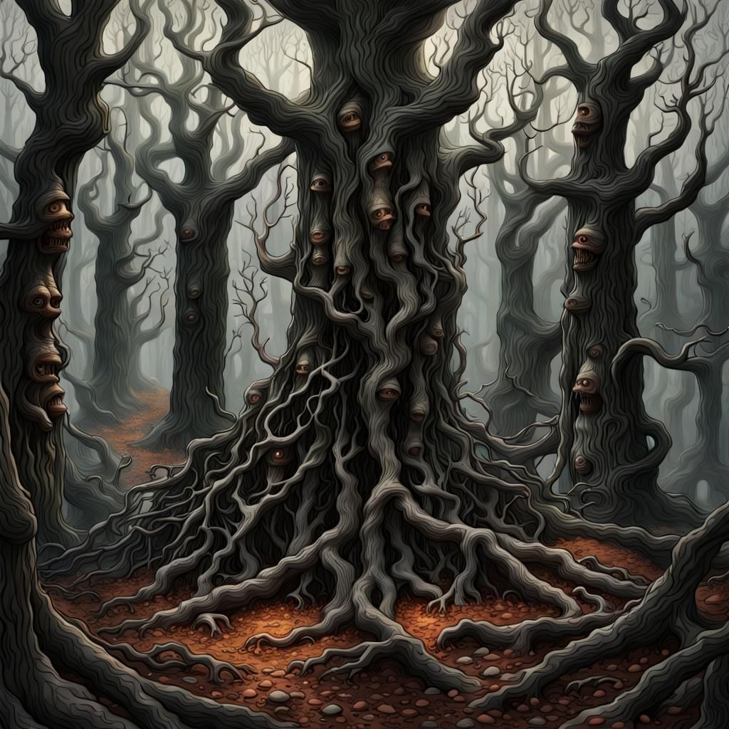 Dark and Twisted Forest - AI Generated Artwork - NightCafe Creator