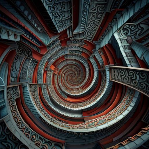 A surreal, hypnotic depiction of a never-ending labyrinth of twisted ...