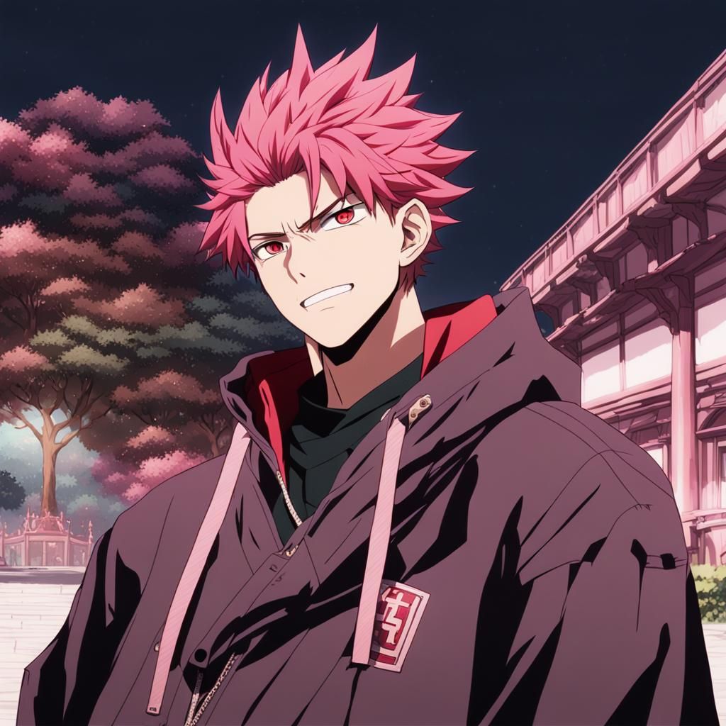Captura de pantalla + Hombre adulto + cabello rosa hacia arr...