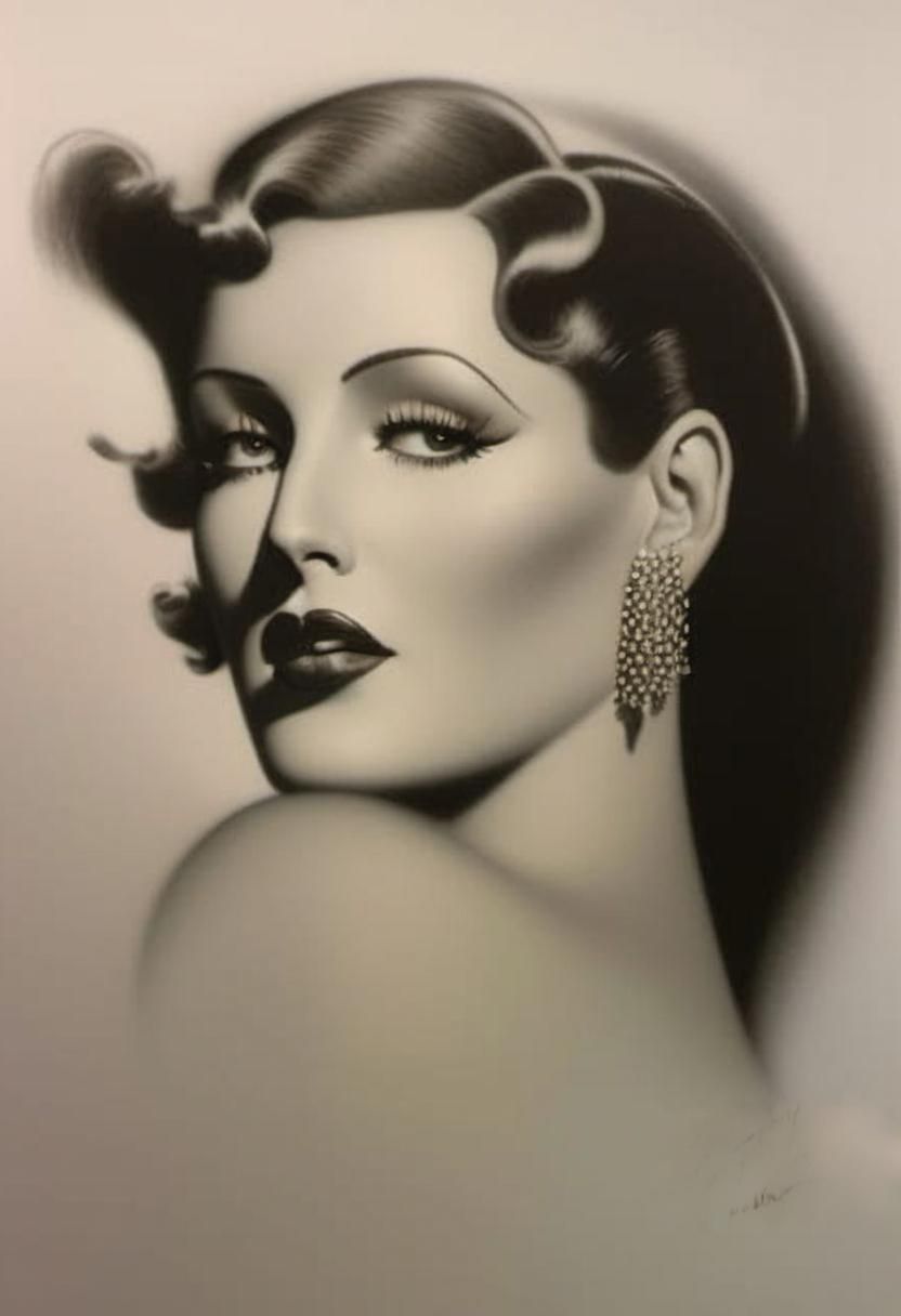 Portrait similar Rolf Armstrong, pencil sketch