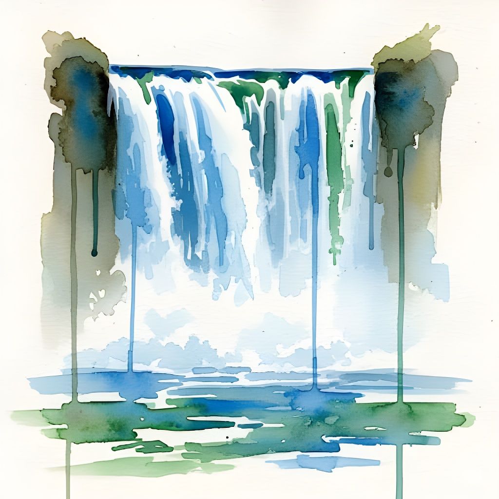 מפל מים בצבעי מים