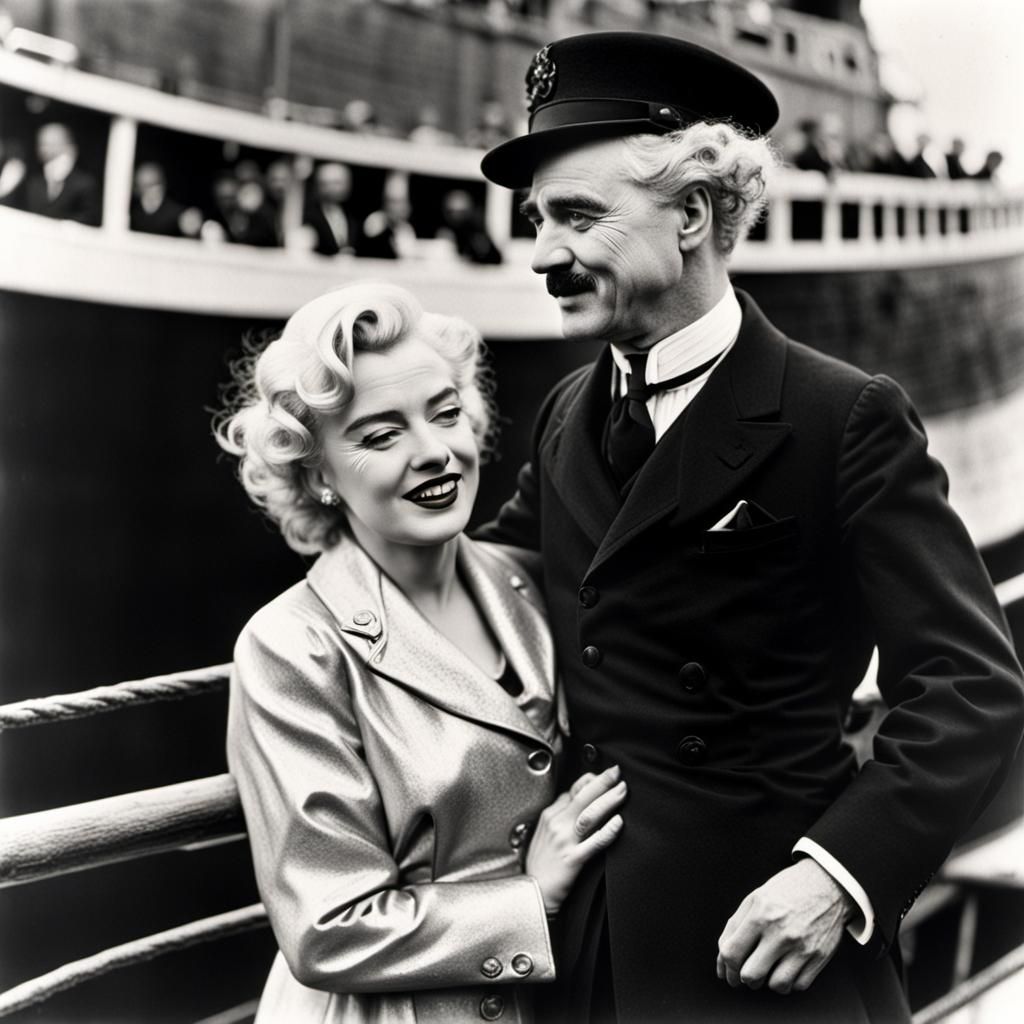 Chaplin and Monroe on Titanic as Film Still