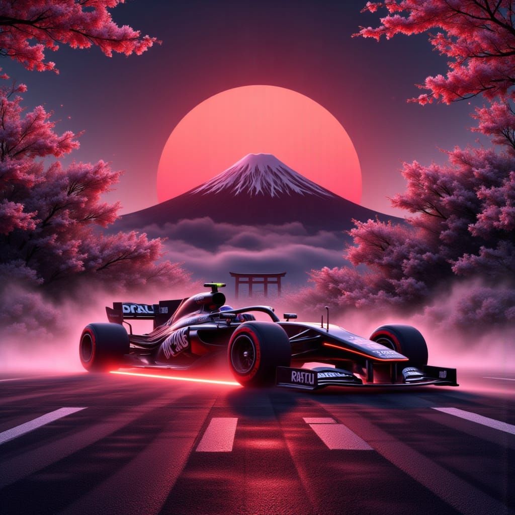 F1 Japanese Grand Prix Poster with Neon Accents
