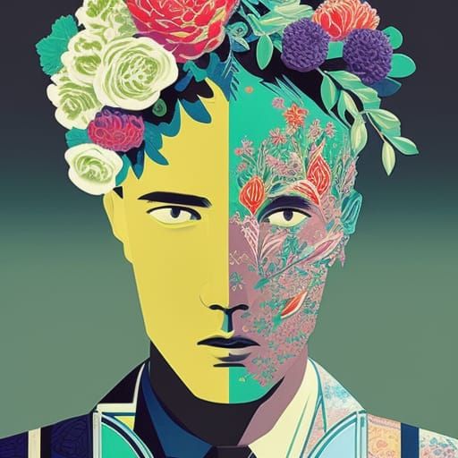 Beautiful handsome cute front portrait Robot 🤖  , herbs pas...