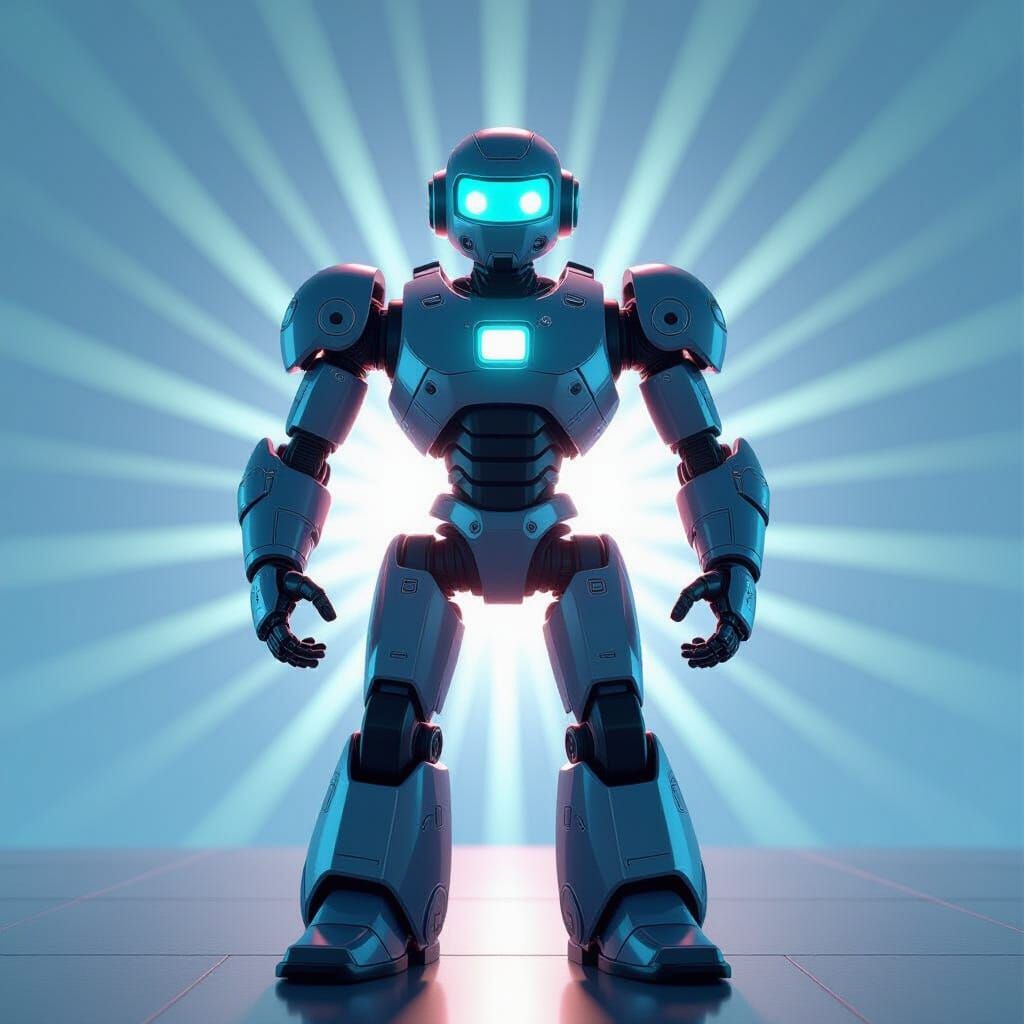 Heroic Futuristic Robot in 3D Digital Art