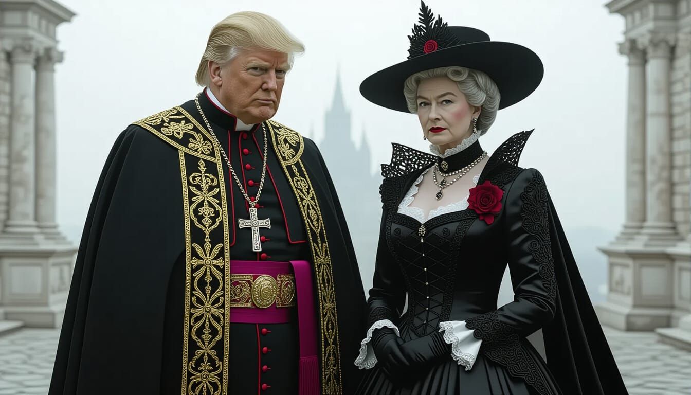 Trump is the Pope and Queen Elizabeth is a Vampire Queen in an Alternate Universe.