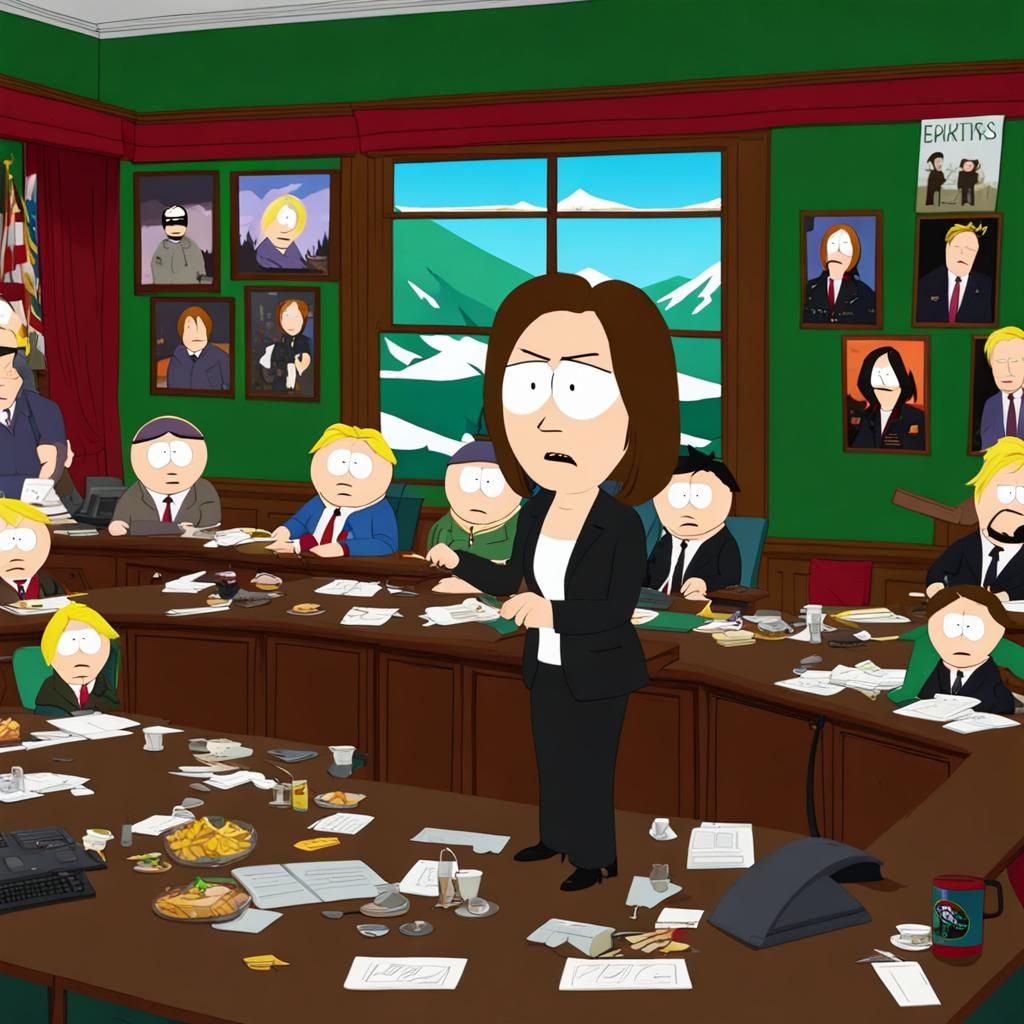 Kathleen Kennedy making a mess in South Park AI Generated Artwork NightCafe Creator