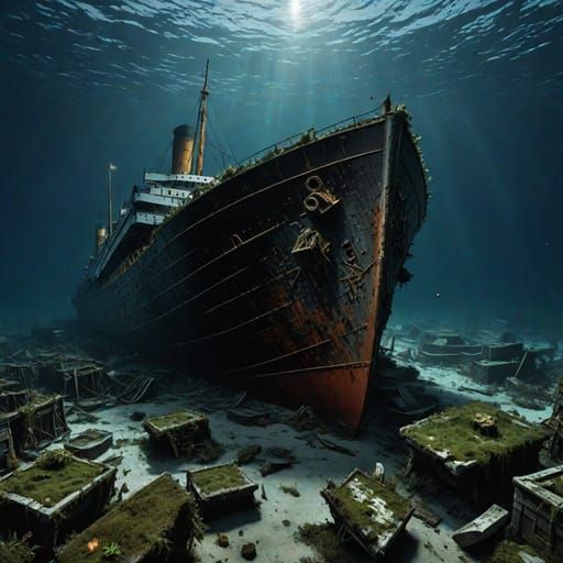 The rms titanic resting at the bottom of the Atlantic Ocean ...